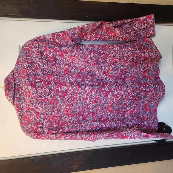 Cinch Women's Pink Paisley Western Pearl Snap Long Sleeve Shirt-Size XL - Picture 5 of 8